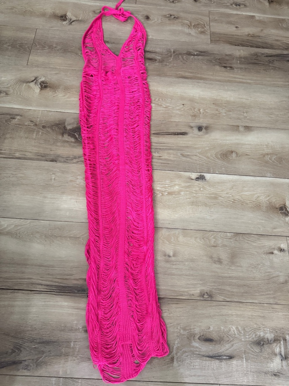 Micas Hot Pink crochet Halter Maxi Dress - Women